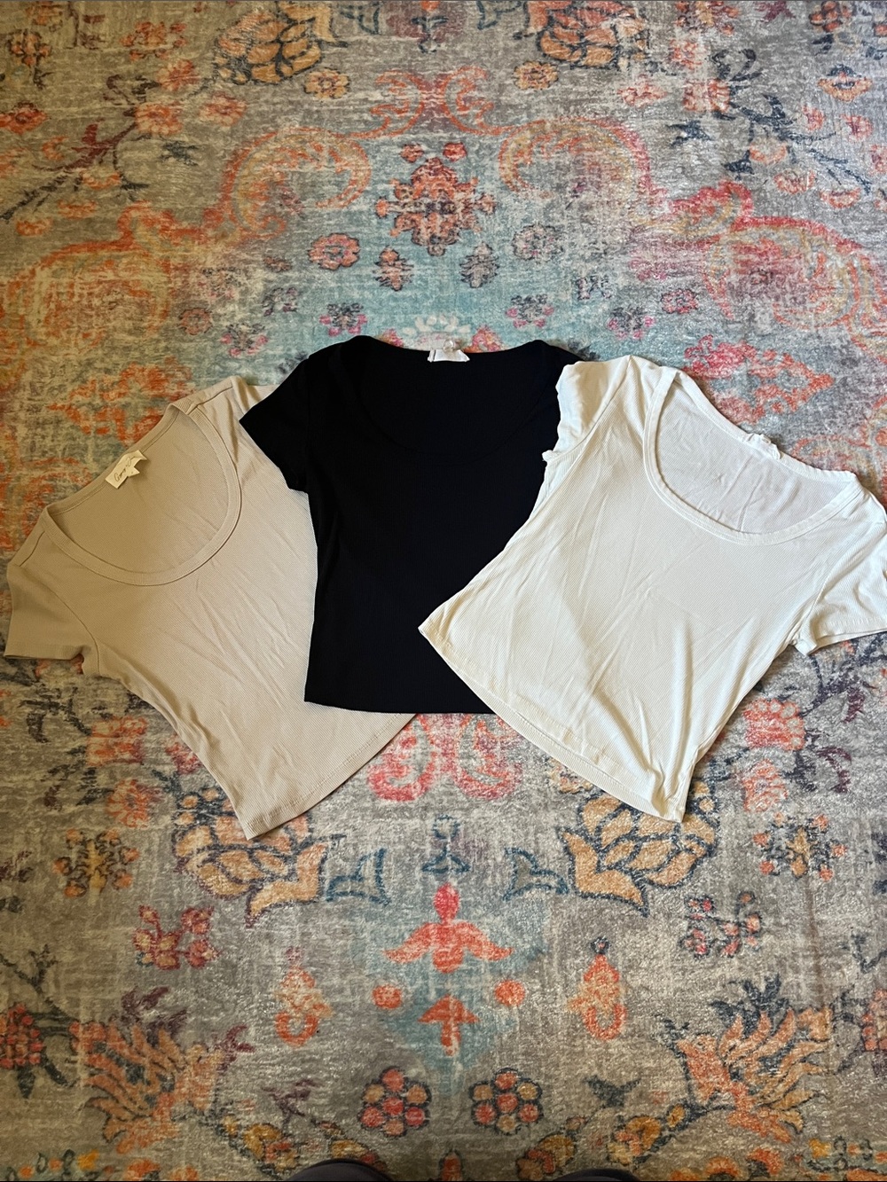 Gypsy + Jade Three-Pack Scoop Neck Short Sleeve Tees - Black, White, Taupe